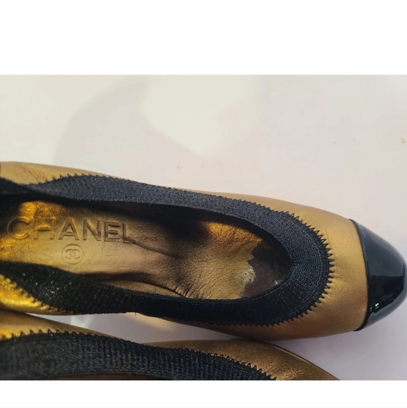 Authentic Chanel Designer Gold Black Womens Stretch Pump Heels EUR 36 US… - Picture 8 of 11